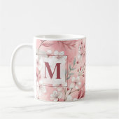 Pink cherry blossom monogram コーヒーマグカップ (左)