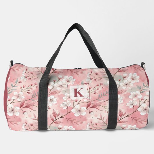 Pink cherry blossom monogram ダッフルバッグ (正面)