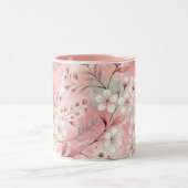 Pink cherry blossom monogram ツートーンマグカップ (中央)