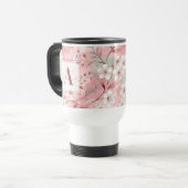 Pink cherry blossom monogram トラベルマグ (正面左)