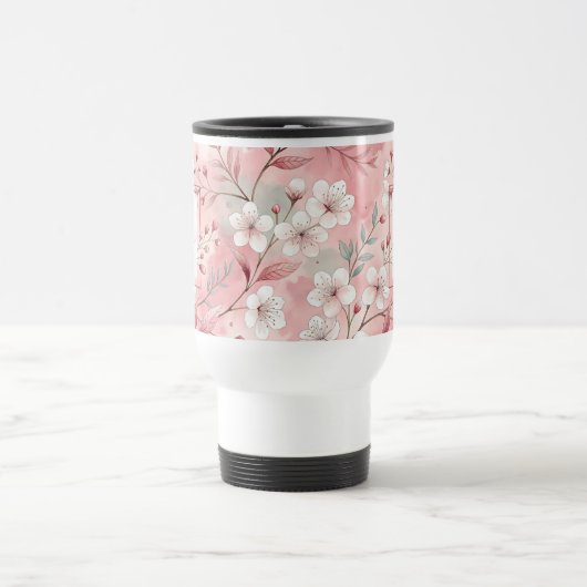 Pink cherry blossom monogram トラベルマグ (中央)