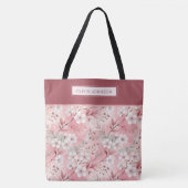 Pink cherry blossom monogram トートバッグ (正面)