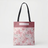 Pink cherry blossom monogram トートバッグ (正面)