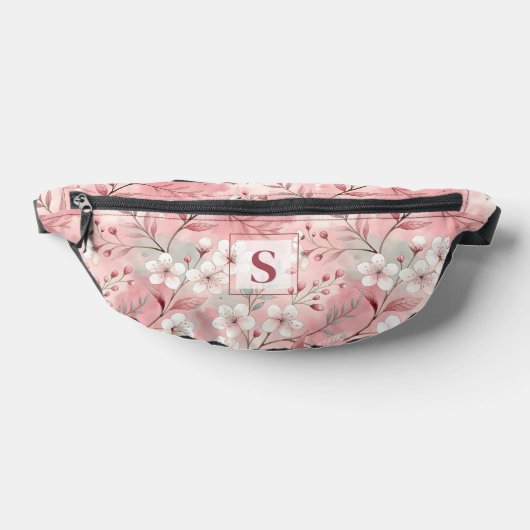 Pink cherry blossom monogram ファニーパック (レイダウン)