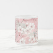 Pink cherry blossom monogram フロストグラスマグカップ (中央)