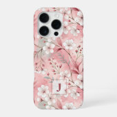 Pink cherry blossom monogram iPhoneケース (裏面)