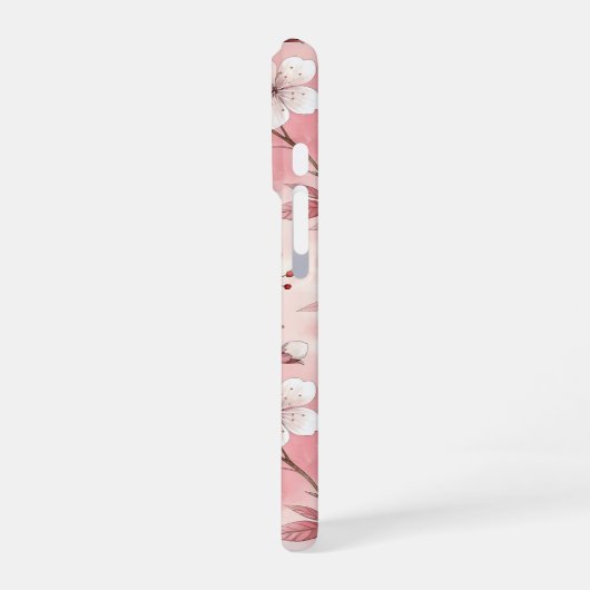 Pink cherry blossom monogram iPhoneケース (左側面)