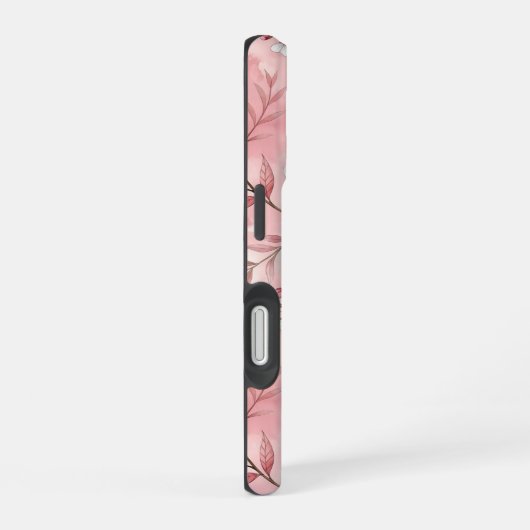 Pink cherry blossom monogram iPhone 16ケース (右側面)