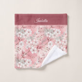Pink cherry blossom Personalized バスタオルセット (ウォッシュタオル)