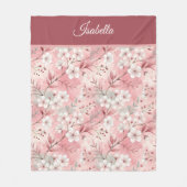 Pink cherry blossom Personalized フリースブランケット (正面)