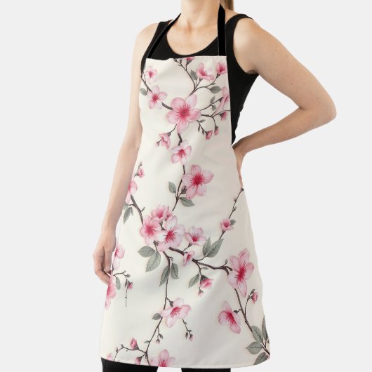 Pink Cherry Blossom Sakura Floral Pattern Spring エプロン (インサイチュ)
