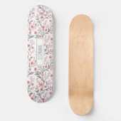Pink Cherry Blossom Sakura Pattern on White (1) スケートボード (正面)