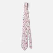 Pink Cherry Blossom Sakura Pattern on White (2) ネクタイ (正面)