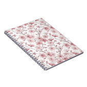 Pink Cherry Blossom Sakura Pattern on White (2) ノートブック (右側)