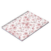 Pink Cherry Blossom Sakura Pattern on White (2) ノートブック (左側)