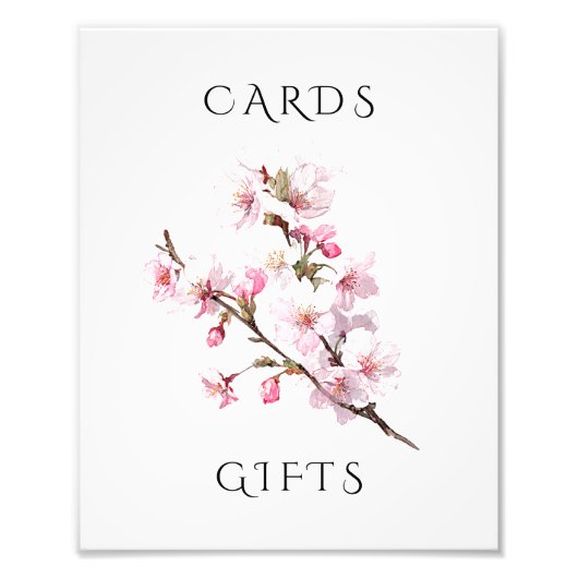 Pink Cherry Blossom Wedding Cards & Gifts Sign フォトプリント (正面)