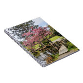 Pink Cherry Blossoms and Wooden Footbridge ノートブック (右側)