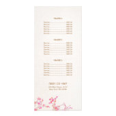 Pink Cherry Blossoms Beauty Salon Price List Menu ラックカード (裏面)