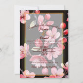 Pink Cherry Blossoms Black Backgroud  Invitation 招待状 (正面)