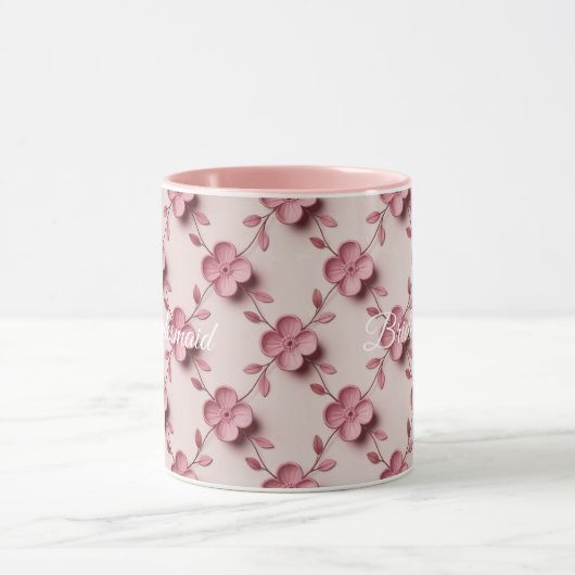 Pink Cherry Blossoms Bridesmaid Pink Combo Mug マグカップ (中央)