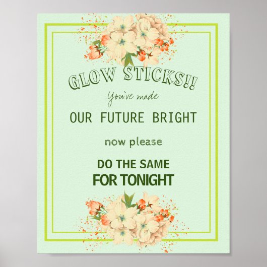 Pink Cherry Blossoms , Glow Wedding Sign ポスター (正面)