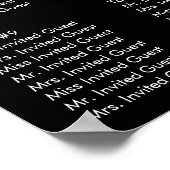 Pink Cherry Blossoms On Black Seating Chart ポスター (角)