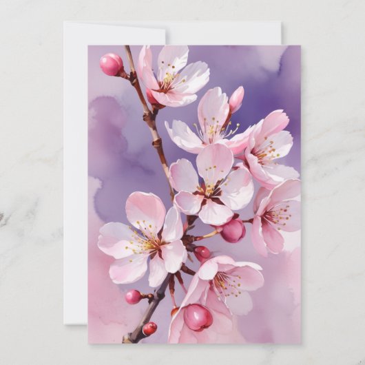 Pink Cherry Blossoms Pink- Lavender Invitation 招待状 (裏面)