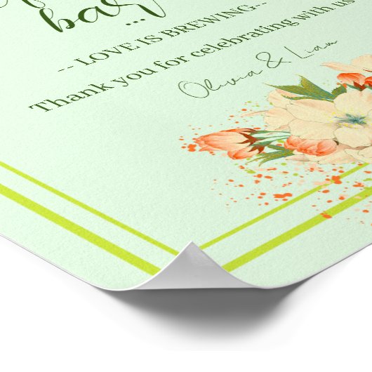 Pink Cherry Blossoms , Wedding Coffee Bar ポスター (角)