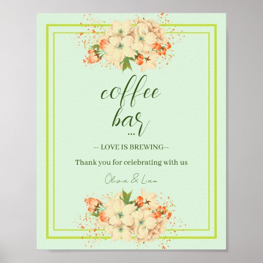 Pink Cherry Blossoms , Wedding Coffee Bar ポスター (正面)