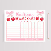 Pink Cherry Bow Girl Reward Chart Chore Chart ノートパッド