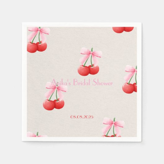 pink cherry bridal shower collection スタンダードカクテルナプキン (正面)