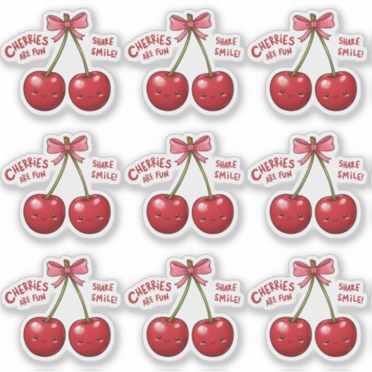  Pink Cherry Coquette Sticker | Girly Kindle  シール (正面)