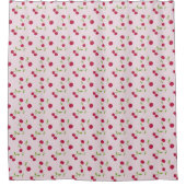 Pink Cherry Print Pattern Pink Cute シャワーカーテン (正面)