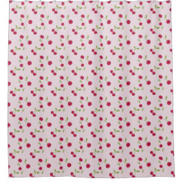 Pink Cherry Print Pattern Pink Cute シャワーカーテン