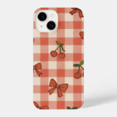 "Pink Cherry & Ribbon Pattern Phone Case – Cute  iPhoneケース (裏面)