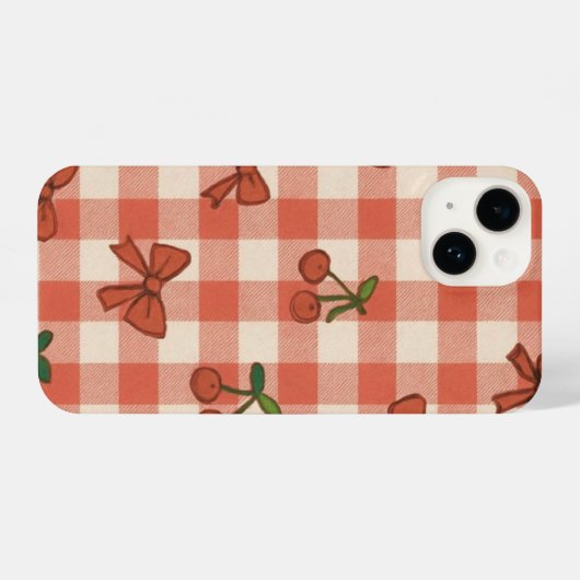 "Pink Cherry & Ribbon Pattern Phone Case – Cute  iPhoneケース (裏面横)