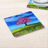 Pink Cherry Tree スクエアペーパーコースター (アングル)
