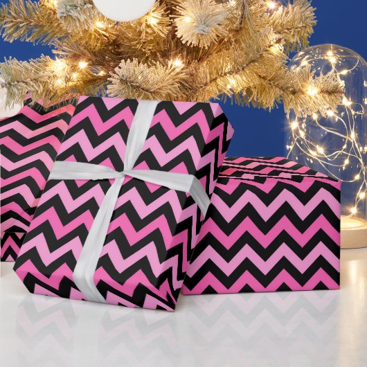 Pink Chevron Breast Cancer Awareness Pattern ラッピングペーパー (クリスマス)