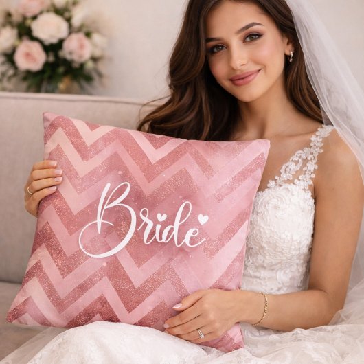 Pink Chevron Glitter Bridal Shower クッション