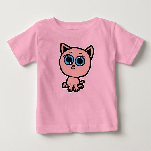 Pink Chibi Kitty ベビーTシャツ (正面)