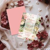 Pink Chic Prosecco & Pearls Glitter Bridal Shower 招待状
