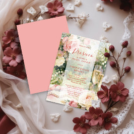 Pink Chic Prosecco & Pearls Glitter Bridal Shower 招待状