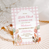 Pink Chicken Birthday Invitation for Girl Farm Bir 招待状