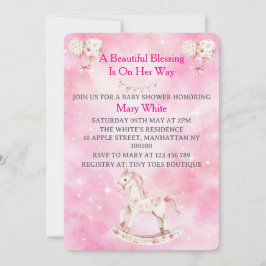 Pink Chinoiserie Baby Shower Invitation 招待状