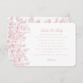 Pink Chinoiserie Books for Baby Invitation Insert エンクロージャーカード (正面/裏面)