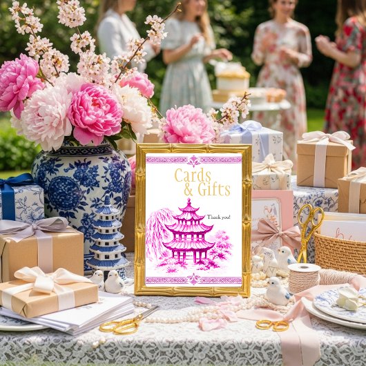 Pink Chinoiserie Cards & Gifts Sign  招待状