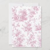 Pink Chinoiserie Floral Bow Toile Girl Baby Shower 招待状 (裏面)