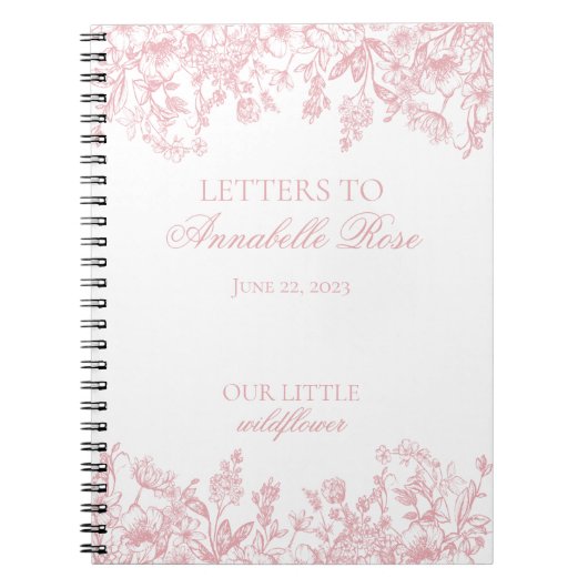 Pink Chinoiserie Floral Letters to Birthday Girl ノートブック (正面)