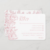 Pink Chinoiserie Floral RSVP Respose Card エンクロージャーカード (正面/裏面)