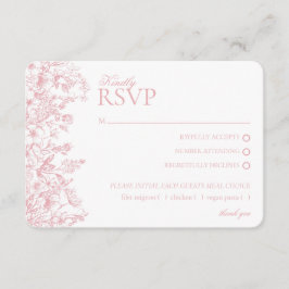 Pink Chinoiserie Floral RSVP Respose Card エンクロージャーカード